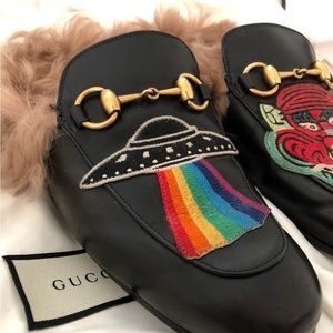 UFO Embroidered Gucci Princetown Loafers